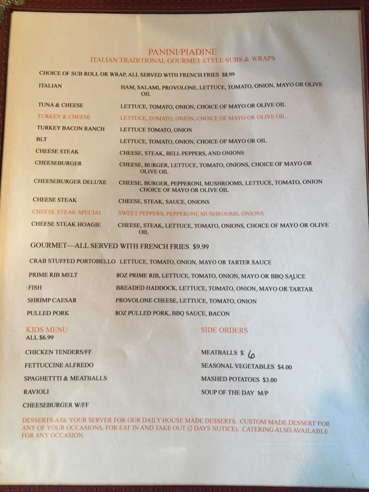 Villa Schiano - Elizabethville, PA menu_pic