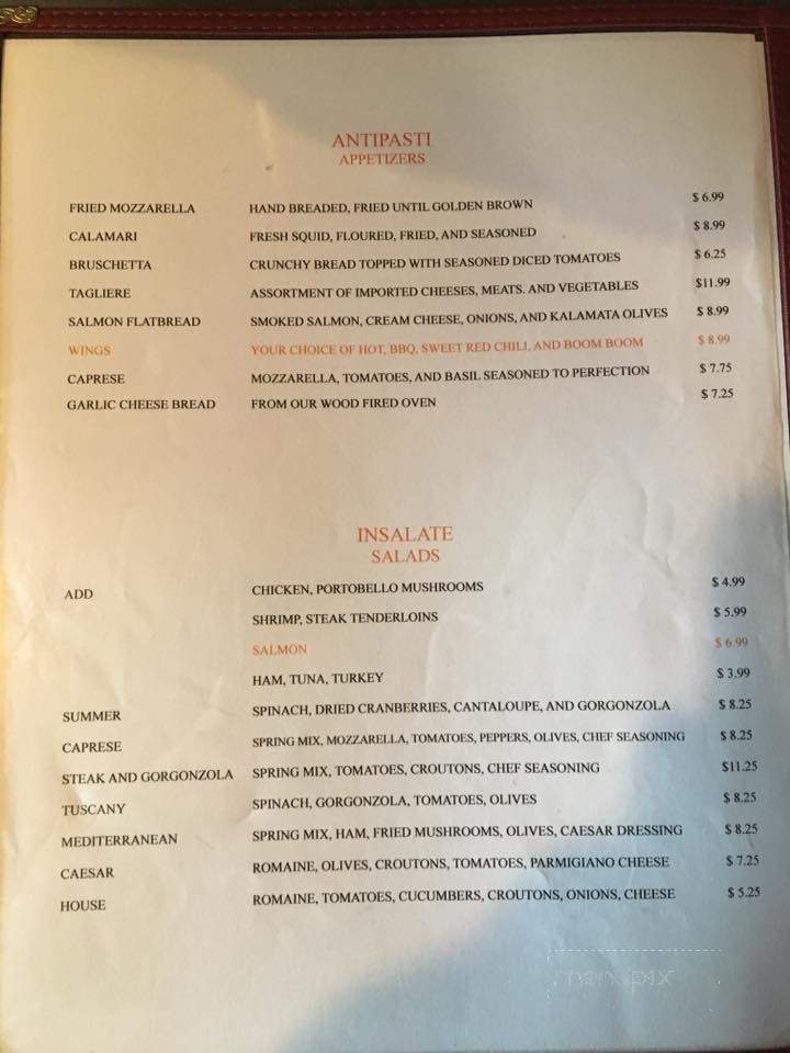 Villa Schiano - Elizabethville, PA menu_pic