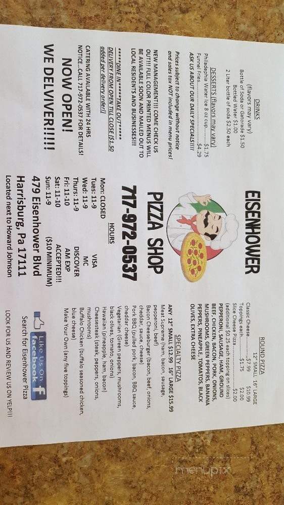 Eisenhower Pizza - Harrisburg, PA menu_pic