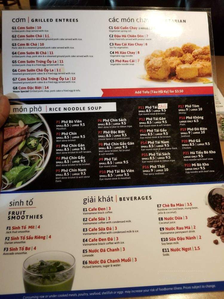 Pho Pasteur 3 - Lancaster, PA menu_pic