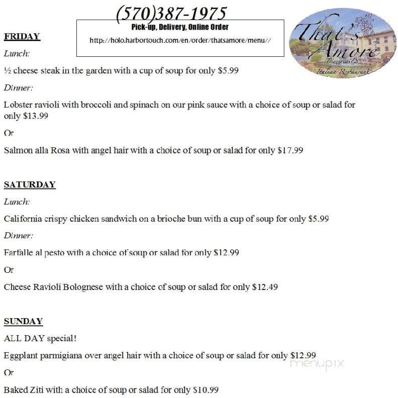 That's Amore - Bloomsburg, PA menu_pic