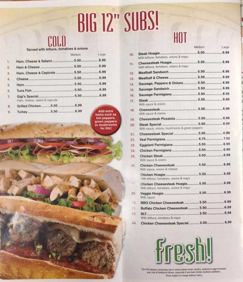 Gigi's Pizza Pasta & Grill - Coplay, PA menu_pic