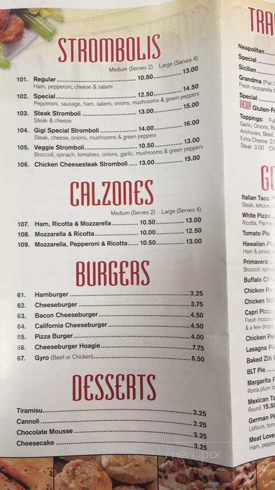 Gigi's Pizza Pasta & Grill - Coplay, PA menu_pic