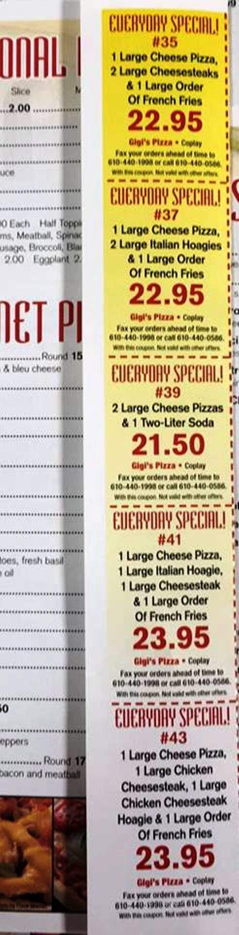 Gigi's Pizza Pasta & Grill - Coplay, PA menu_pic