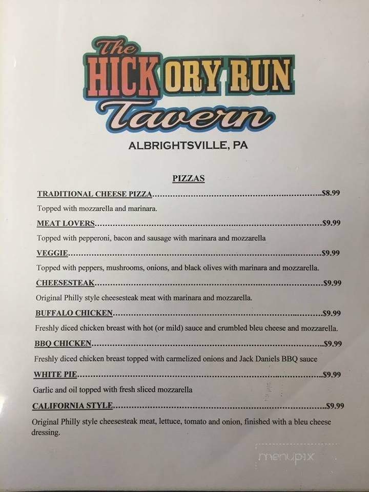Hickory Run Tavern - Albrightsville, PA menu_pic