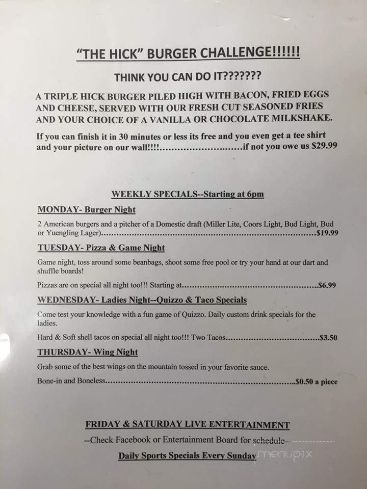Hickory Run Tavern - Albrightsville, PA menu_pic