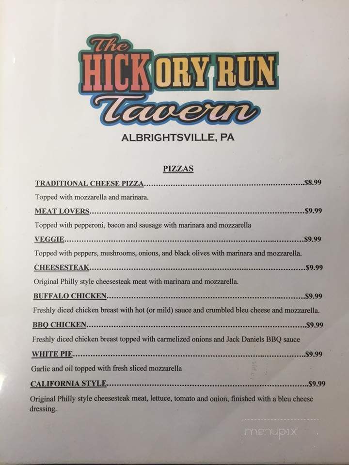Hickory Run Tavern - Albrightsville, PA menu_pic