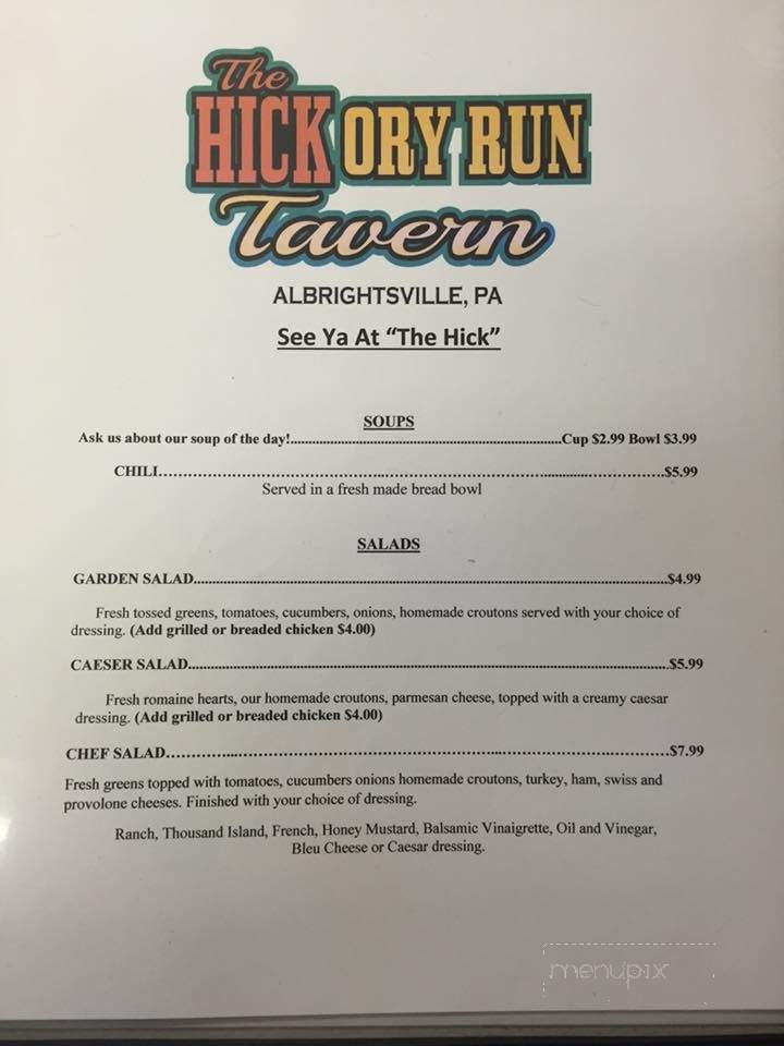 Hickory Run Tavern - Albrightsville, PA menu_pic