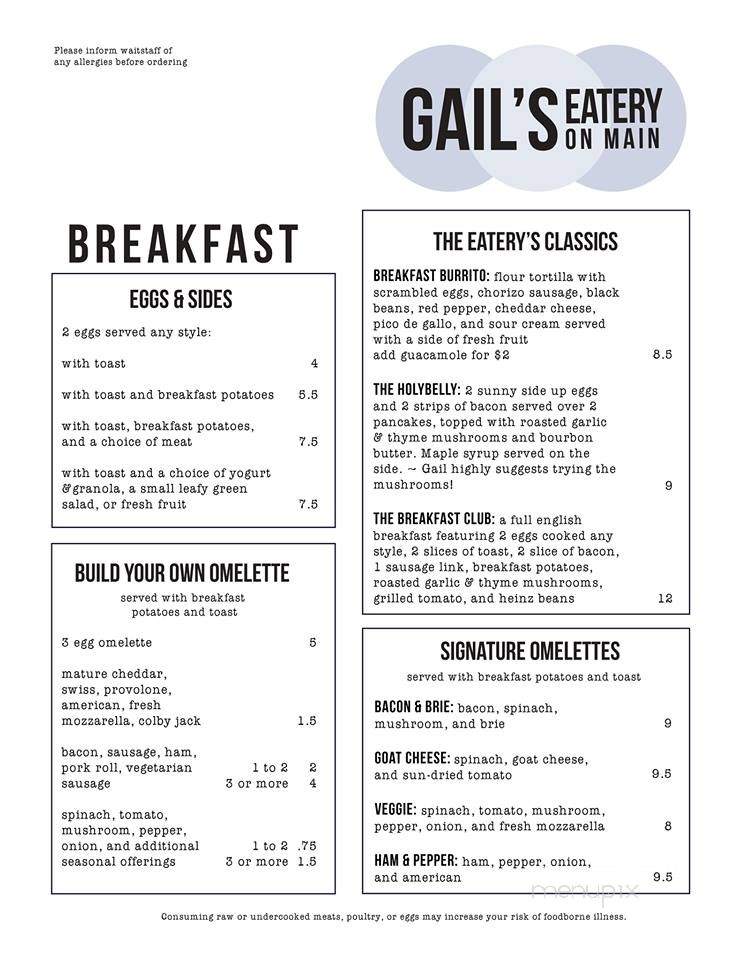 Gail's Eatery on Main - Stroudsburg, PA menu_pic