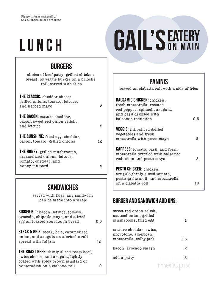 Gail's Eatery on Main - Stroudsburg, PA menu_pic