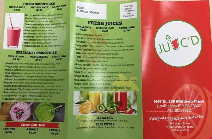 Juic'd - Stroudsburg, PA menu_pic