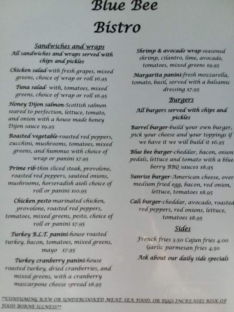 Blue Bee Bistro - Scranton, PA menu_pic
