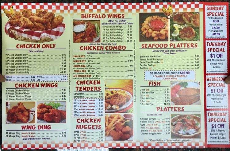 AFC Kitchen - Collingdale, PA menu_pic