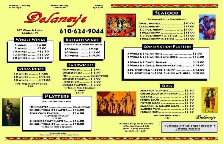 Delaney's Soul Food - Yeadon, PA menu_pic