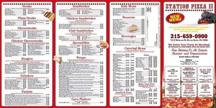 Station Pizza ll - Willow Grove, PA menu_pic