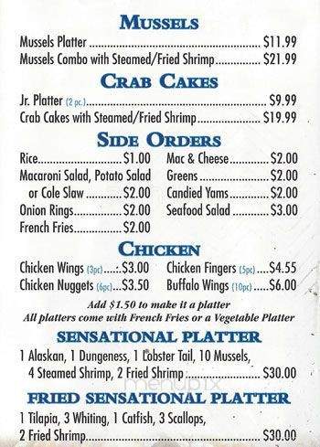 Seafood Senstaions - Philadelphia, PA menu_pic