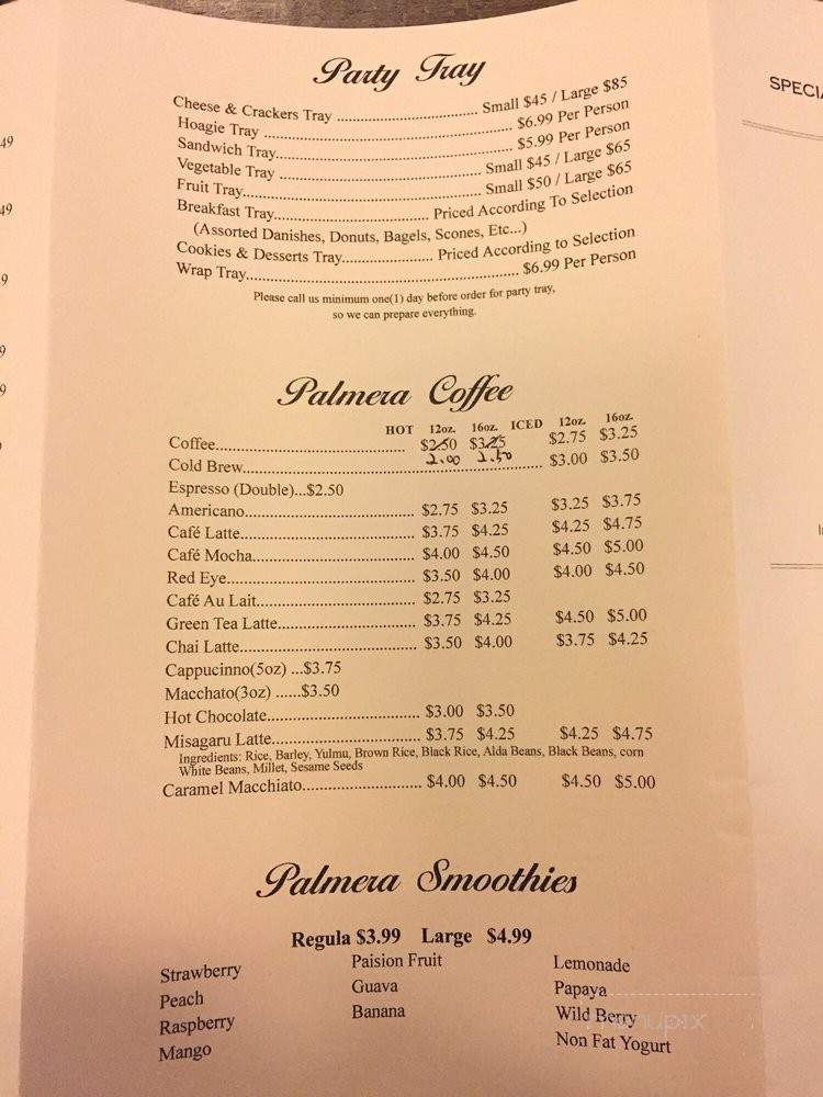 Palmera Coffee - Philadelphia, PA menu_pic