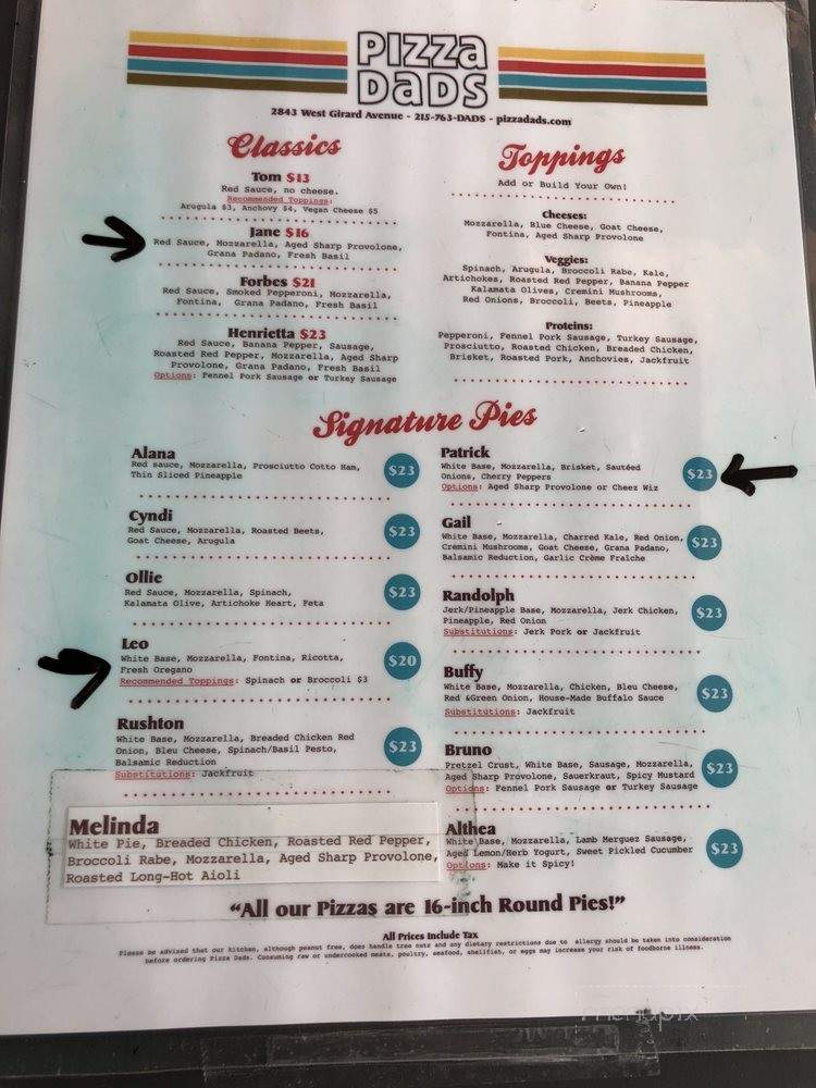 Pizza Dads - Philadelphia, PA menu_pic