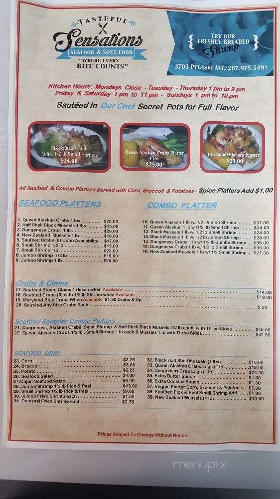 Tasteful Sensations Seafood & Soul Food - Philadelphia, PA menu_pic
