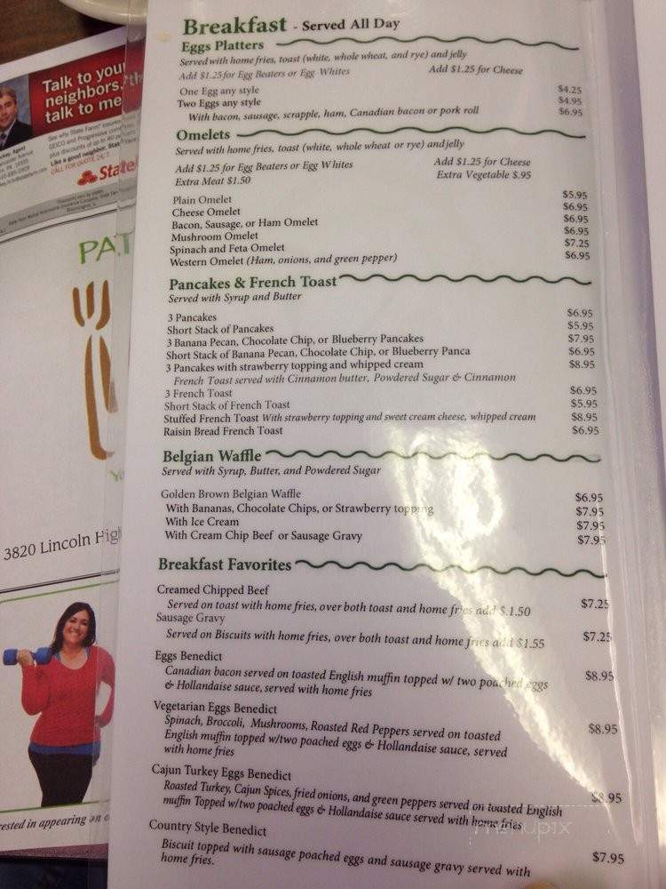 Patty's Place Family Family Restaurant - West Chester, PA menu_pic
