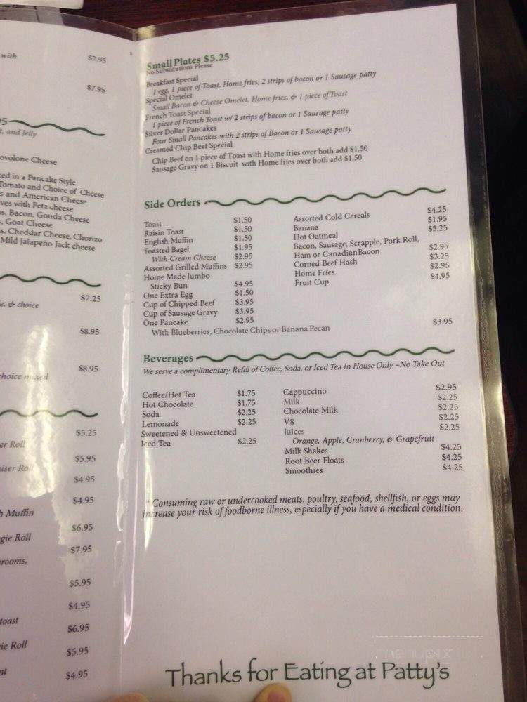 Patty's Place Family Family Restaurant - West Chester, PA menu_pic