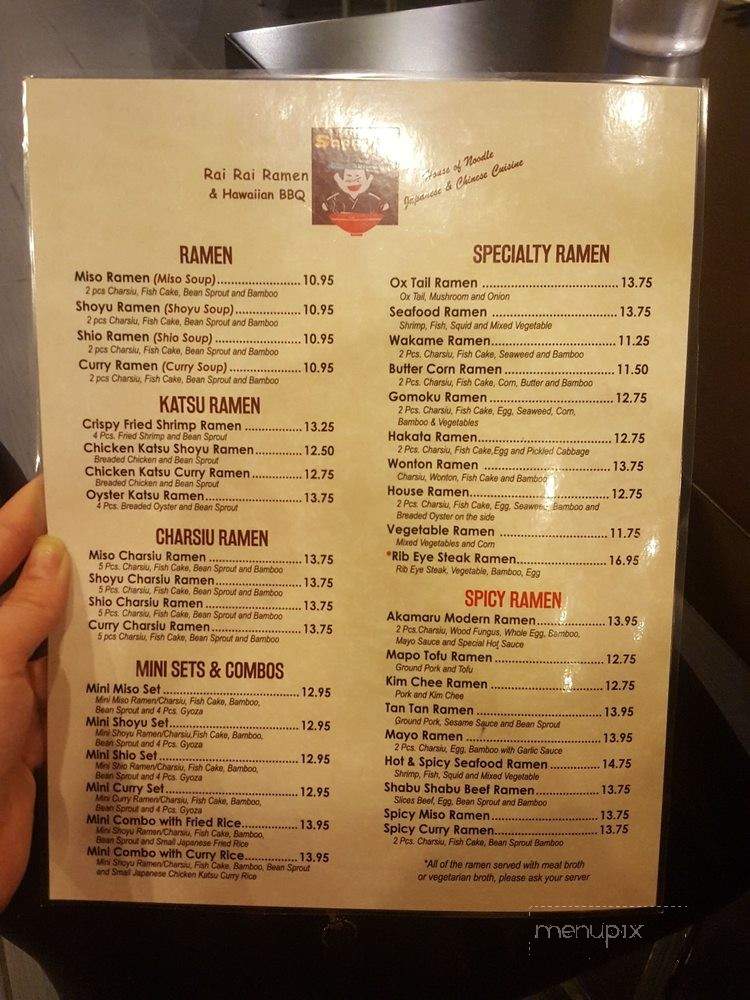 Rai Rai Ramen & Hawaiian BBQ - West Chester, PA menu_pic