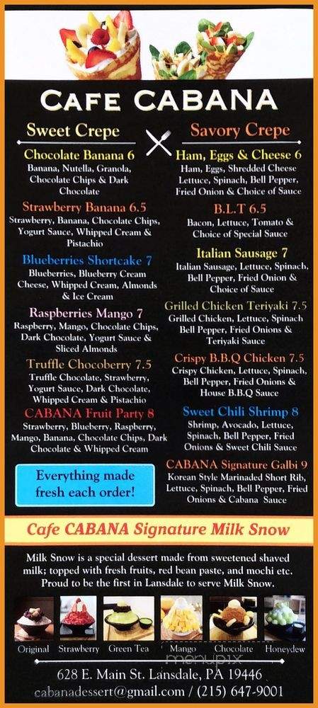 Cafe Cabana - Lansdale, PA menu_pic