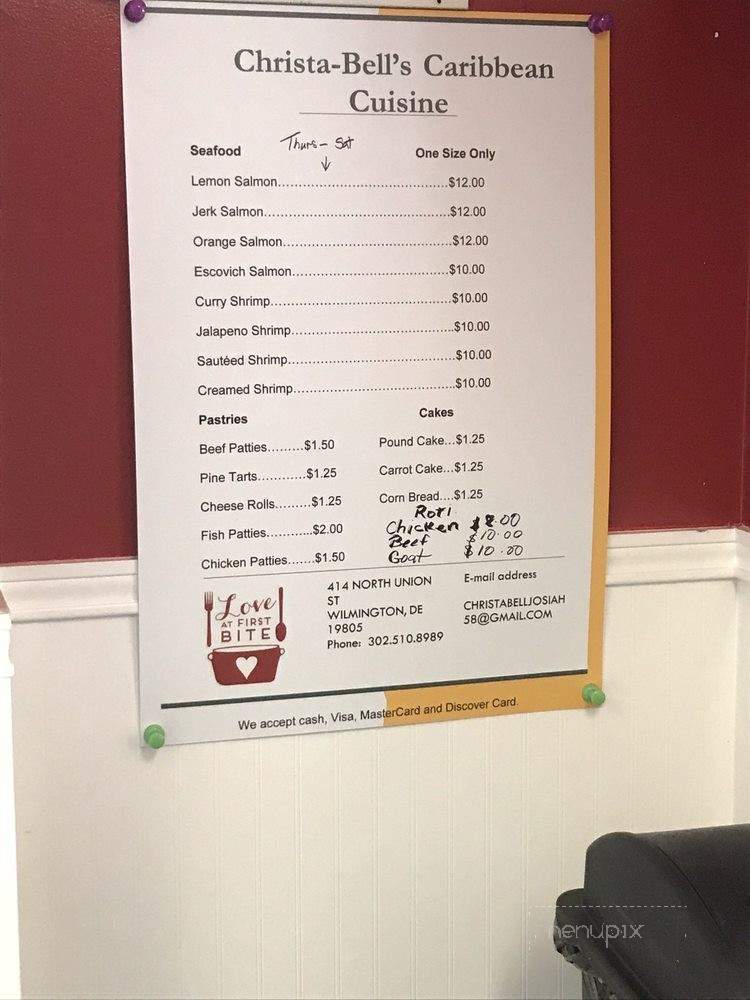 Christa-Bell's Caribbean Cuisine - Wilmington, DE menu_pic