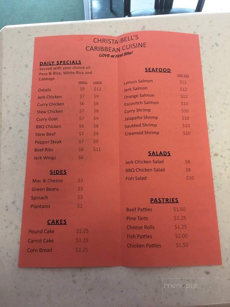 Christa-Bell's Caribbean Cuisine - Wilmington, DE menu_pic