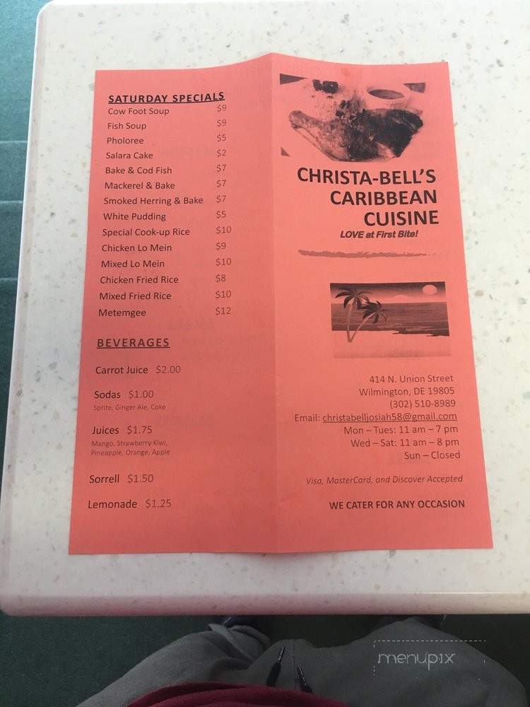 Christa-Bell's Caribbean Cuisine - Wilmington, DE menu_pic
