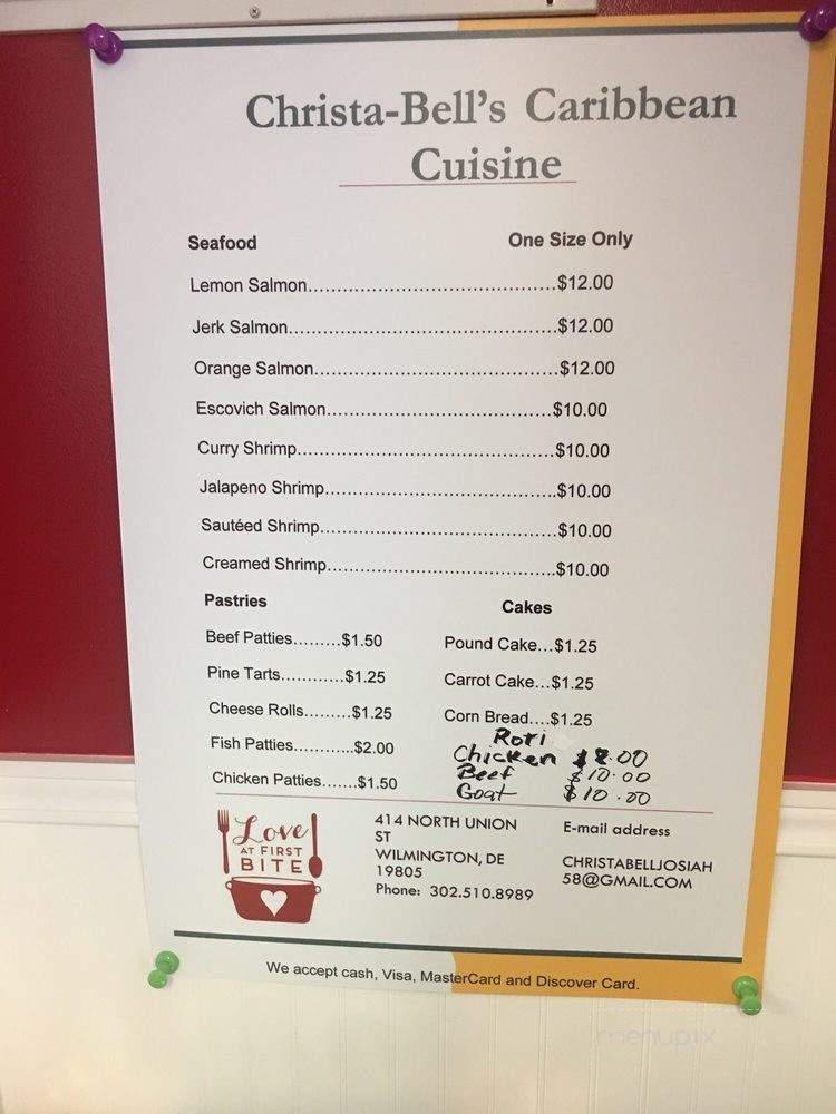 Christa-Bell's Caribbean Cuisine - Wilmington, DE menu_pic