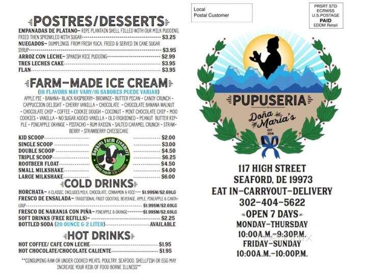 Dona Maria's Pupuseria - Seaford, DE menu_pic