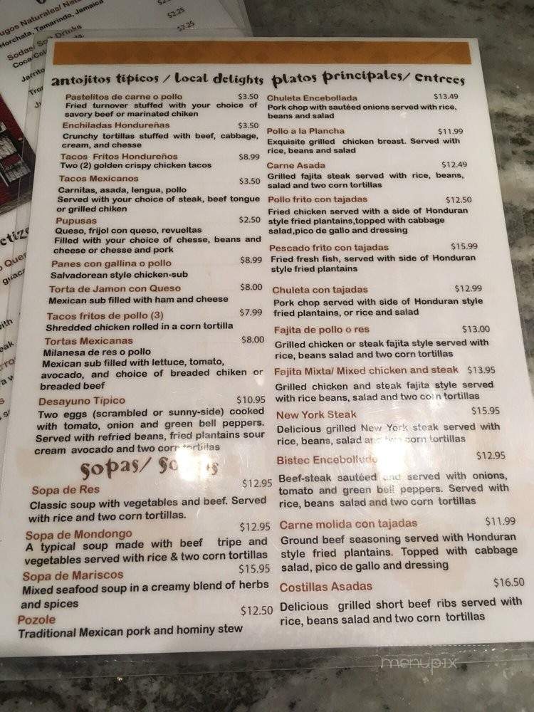 Benitos Place - Washington, DC menu_pic