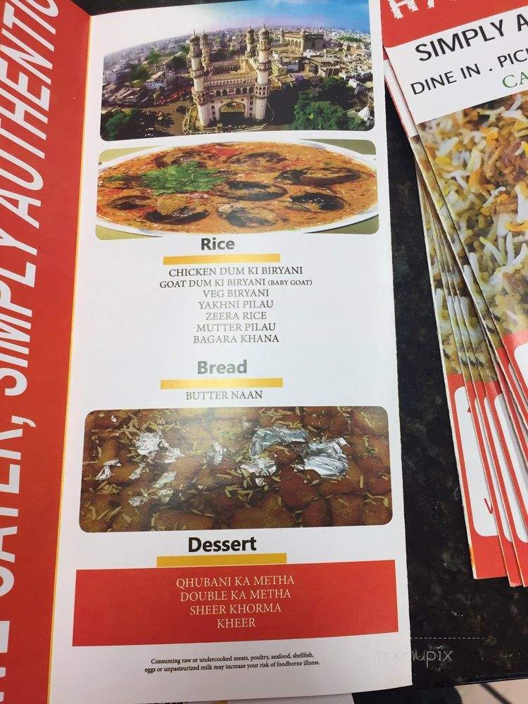 Taste Of Hyderabad - Sterling, VA menu_pic