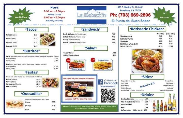 La Estacion Restaurante - Leesburg, VA menu_pic