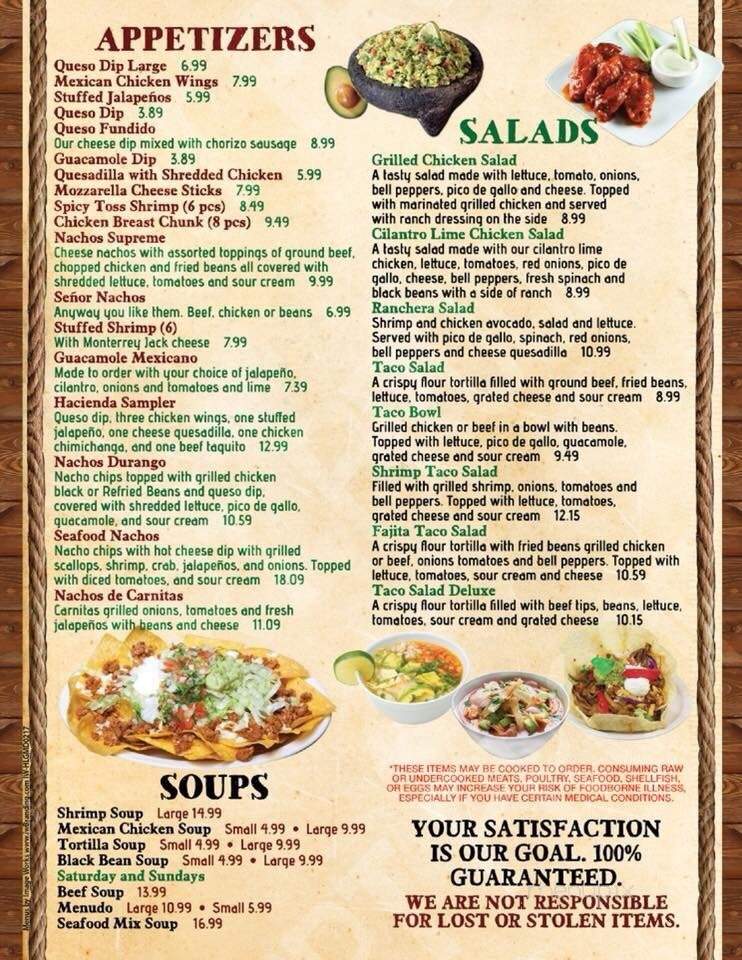 Hacienda Los Guayabos - Lexington Park, MD menu_pic