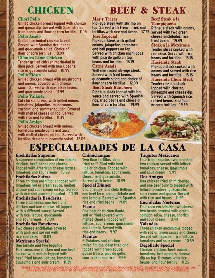 Hacienda Los Guayabos - Lexington Park, MD menu_pic