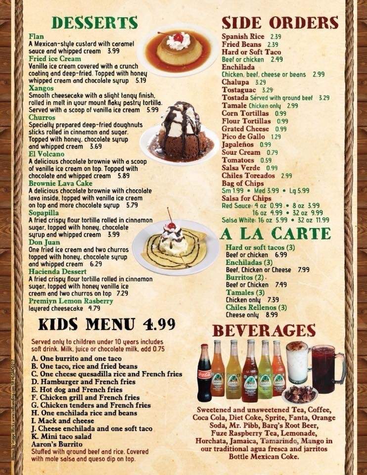 Hacienda Los Guayabos - Lexington Park, MD menu_pic