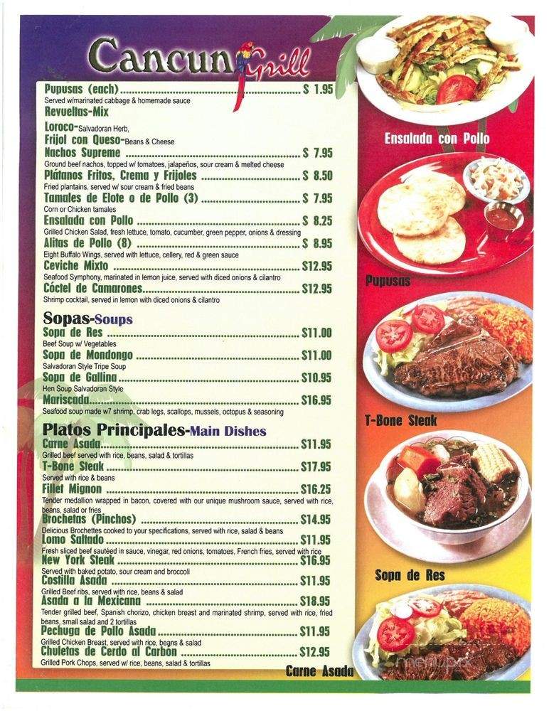 Cancun Grill Restaurant - Silver Spring, MD menu_pic