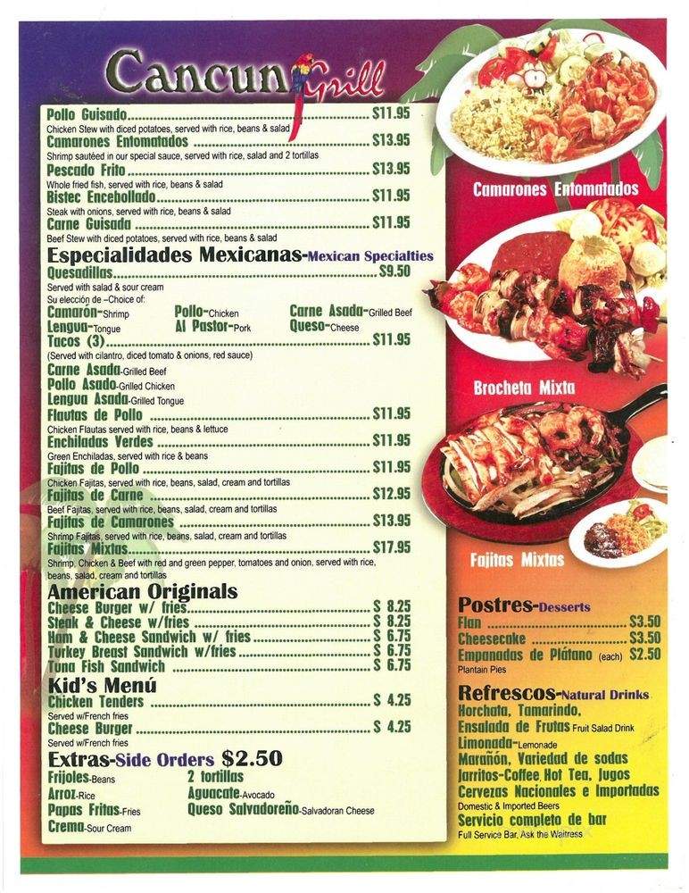 Cancun Grill Restaurant - Silver Spring, MD menu_pic