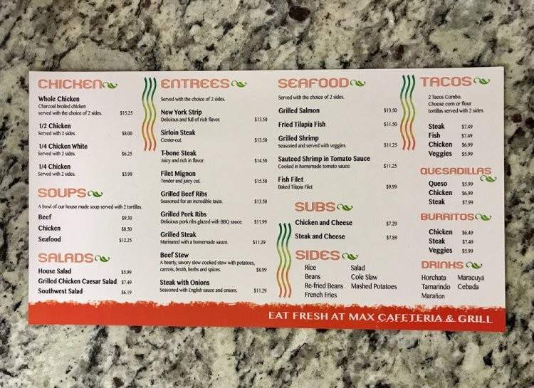 Max Cafeteria & Grill - Silver Spring, MD menu_pic