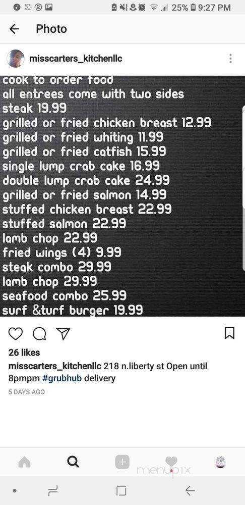 Miss Carter's Kitchen - Baltimore, MD menu_pic