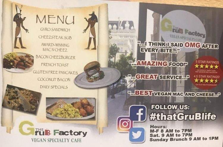 The GruB Factory - Baltimore, MD menu_pic