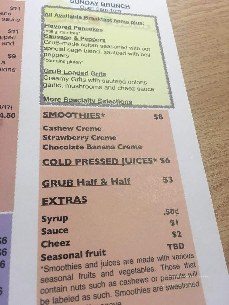 The GruB Factory - Baltimore, MD menu_pic
