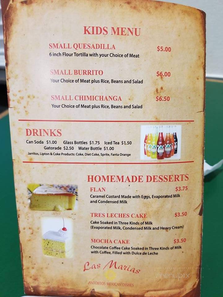 Las Maria's - Galena, MD menu_pic
