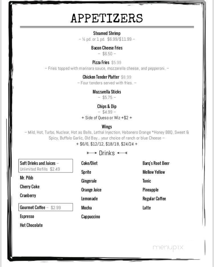 American Ale House - Hagerstown, MD menu_pic