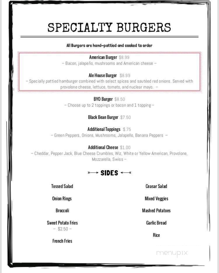 American Ale House - Hagerstown, MD menu_pic
