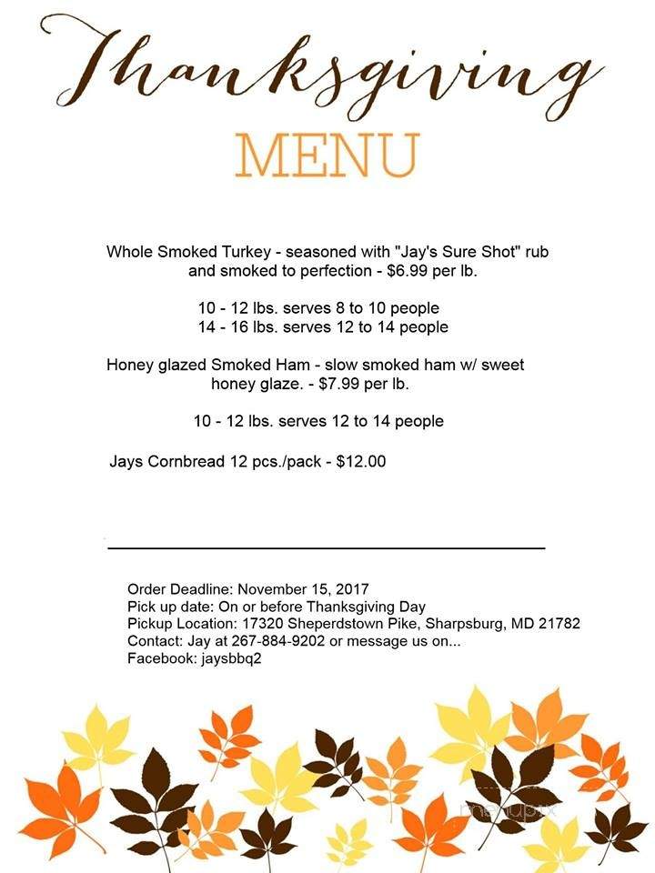 Jay's BBQ - Sharpsburg, MD menu_pic