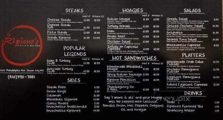 Ripieno's - Ocean City, MD menu_pic