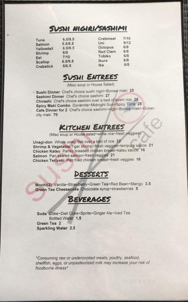 Sushi cafe - Ocean City, MD menu_pic